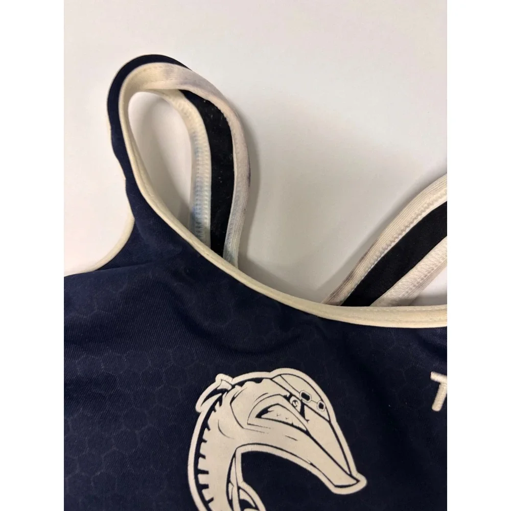 TYR Girls Navy Blue Honeycomb One Piece Competitive Swimsuit Size 22 CL001UF